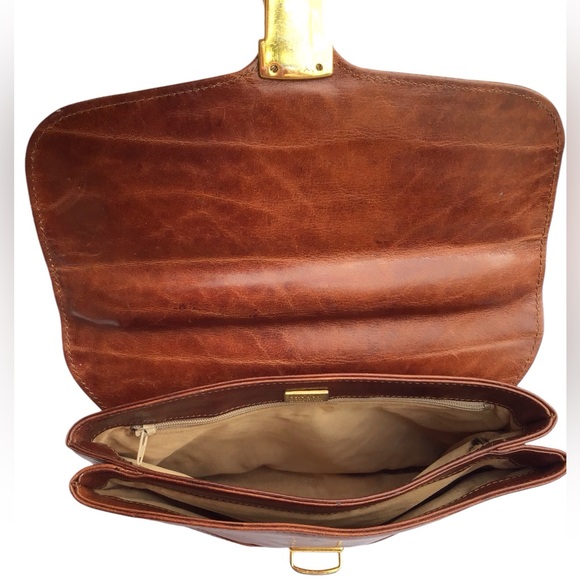 Oroton Vintage Brown Leather Satchel Made In Australia - Picture 12 of 15